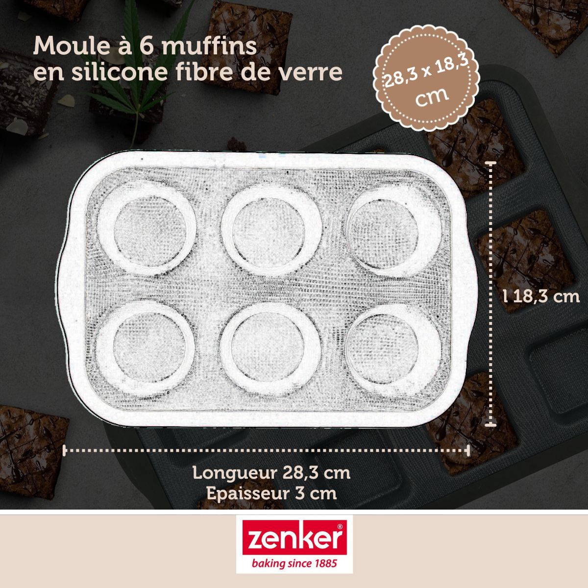 Moule à muffins 6 empreintes Zenker Silicone fibre de verre
