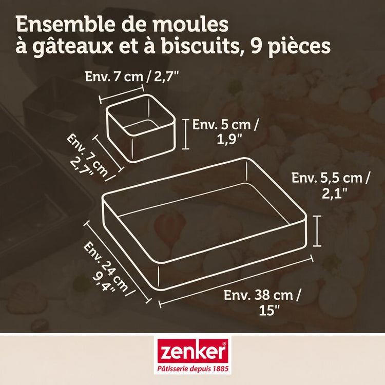 Moule à gâteau chiffres et lettres sans PFAS, set de 9 pièces Zenker