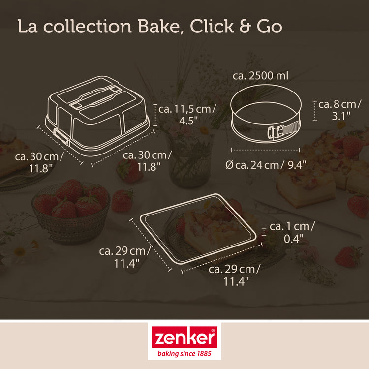 Set de 5 ustensiles de pâtisserie moule à charnière rond bol spatule et verre doseur Zenker Bake Click and Go