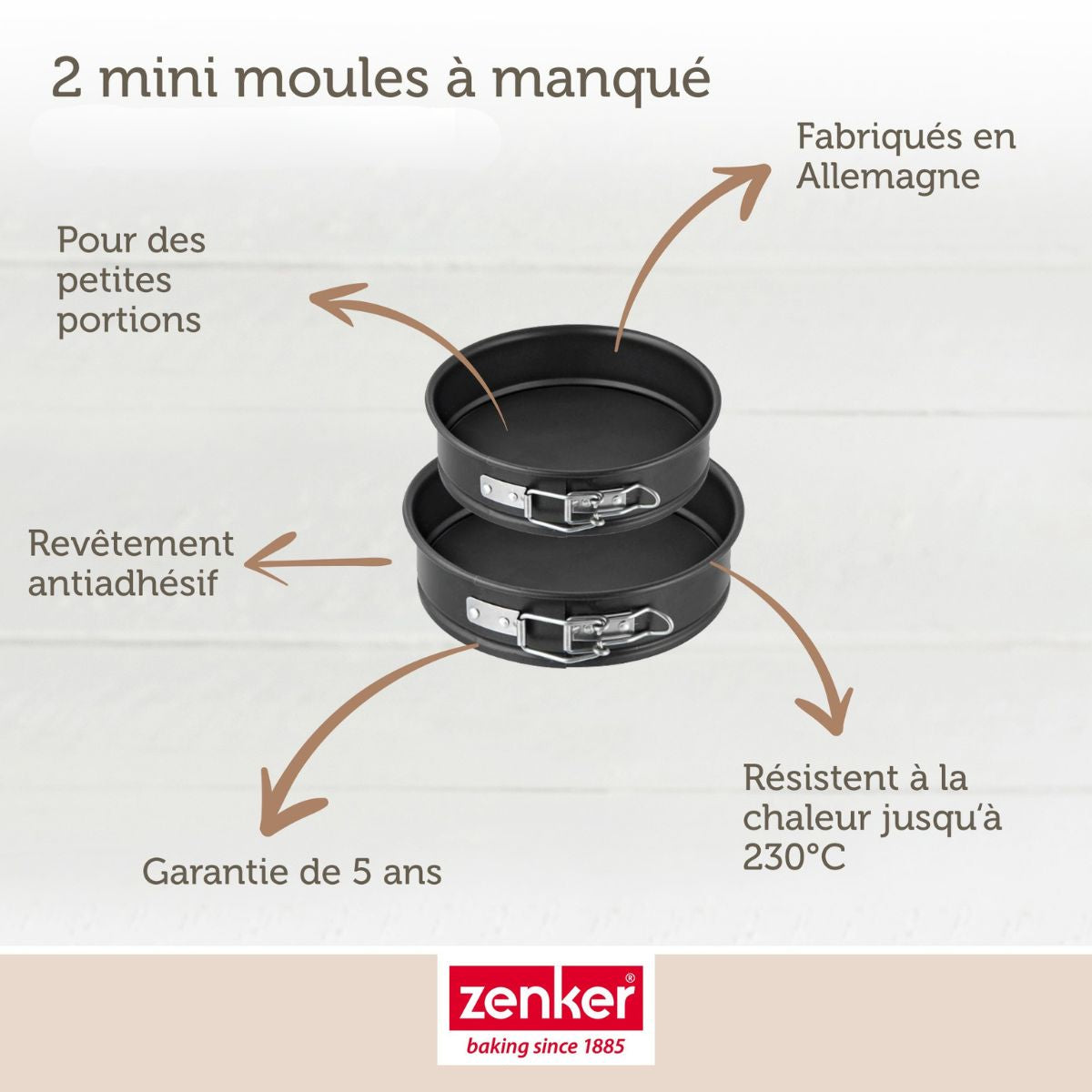 Lot de 2 mini moules à manqué à charnière de 12 cm et 16 cm Zenker Special Mini