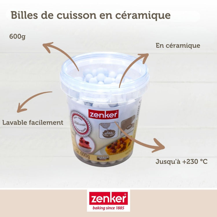 2 pots 600g billes de cuisson pour pâte sablée Zenker Smart Pastry