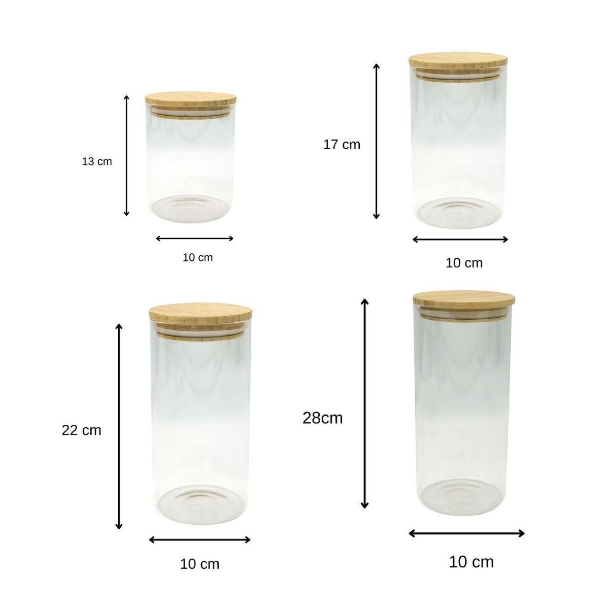 Set de 4 boîtes de conservation en verre avec couvercle en Bambou Fackelmann Eco Friendly