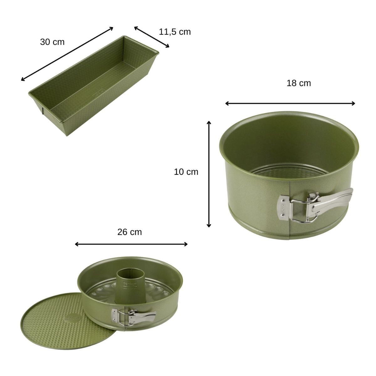 Ensemble de 3 moules à gâteaux Zenker Green Vision