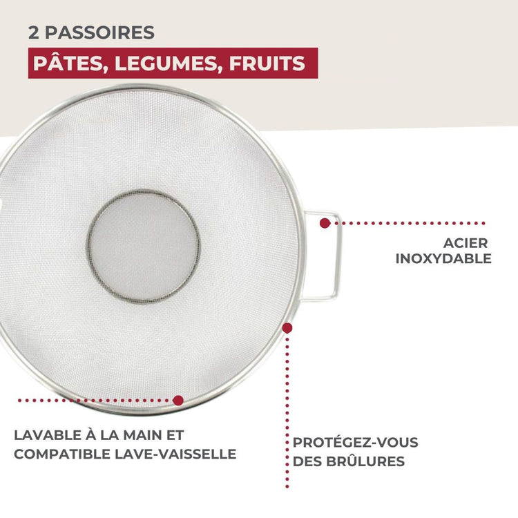 Set de 2 passoires inox 20 cm et 26 cm Fackelmann