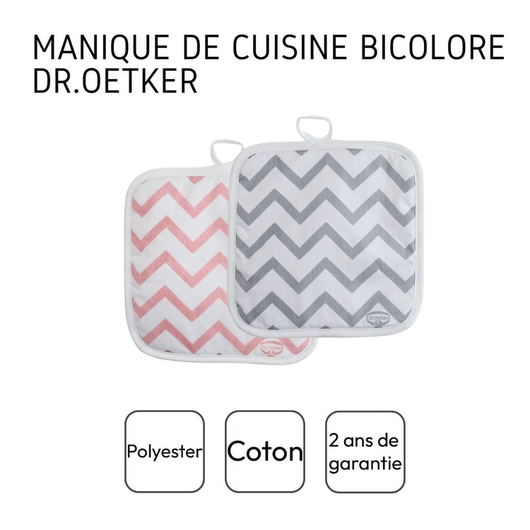 Lot de 2 maniques 20/20 cm en coton avec 2 ustensiles Dr Oetker Baker Edition
