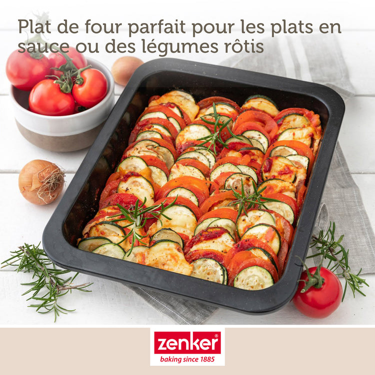 Lot de 2 plats four 33/33 cm en acier émaillé avec 2 ustensiles Zenker Special cooking