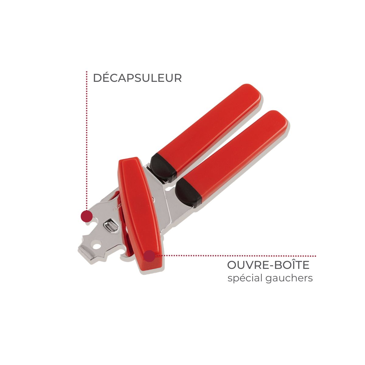 Ouvre boîte 3 en 1 pour gaucher 17 cm Fackelmann Basic