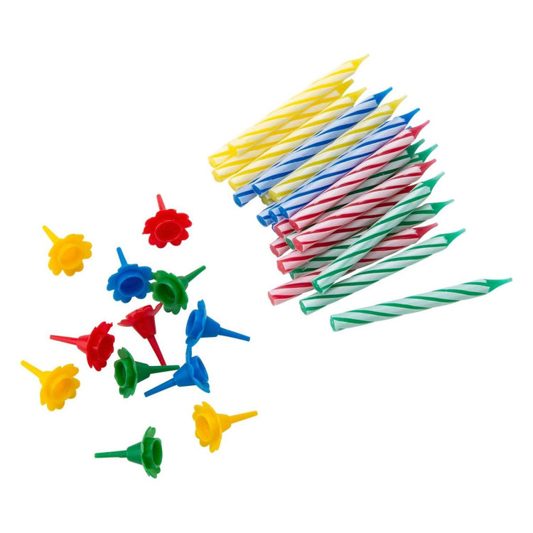 2 Lots de 24 bougies d'anniversaire et 12 bobèches Fackelmann Rio Party