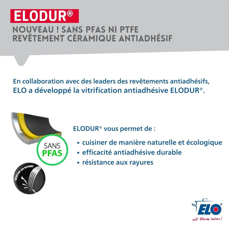 Poêle de cuisson avec revêtement céramique sans PFAS 28 cm Prima Cucina Elo
