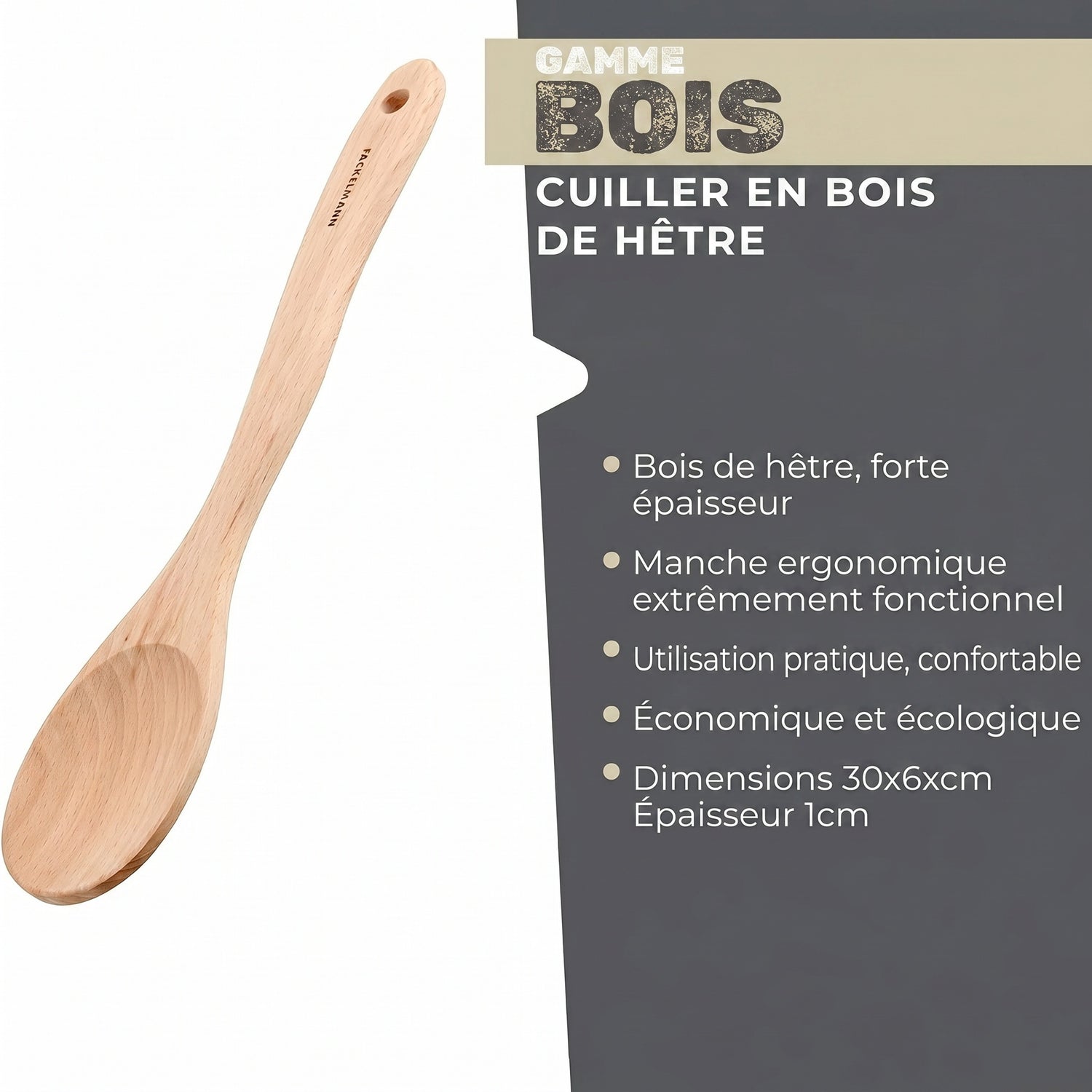 Cuillère de cuisine en bois FSC Fackelmann Eco Friendly