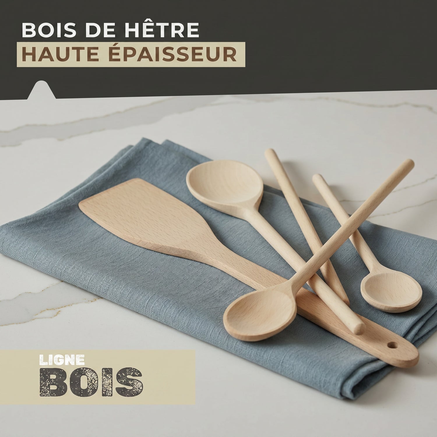 Set de 4 ustensiles de cuisine en bois FSC Fackelmann Eco Friendly