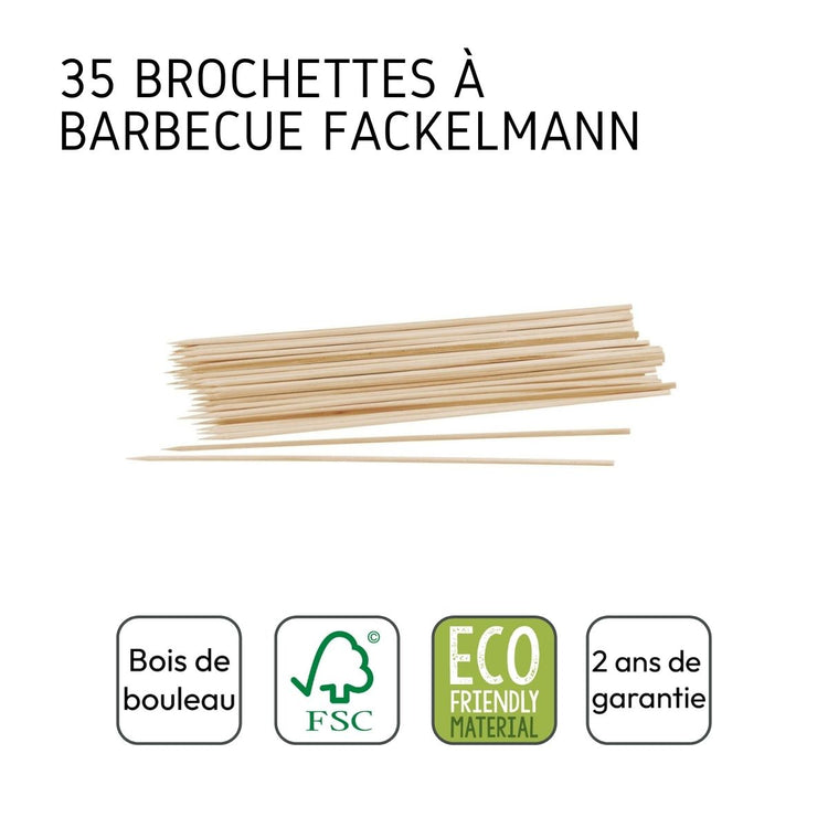 35 pics à brochettes en bois de 30 cm Fackelmann Barbecue