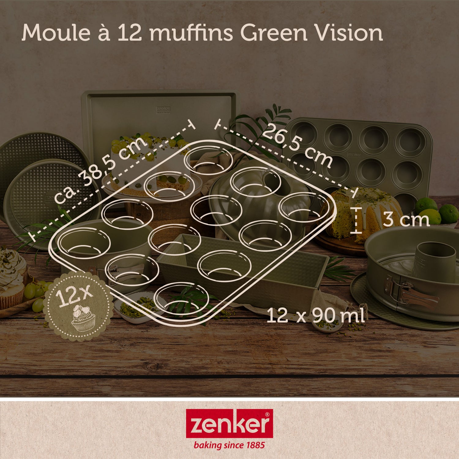 Moule à muffins 12 empreintes Zenker Green Vision