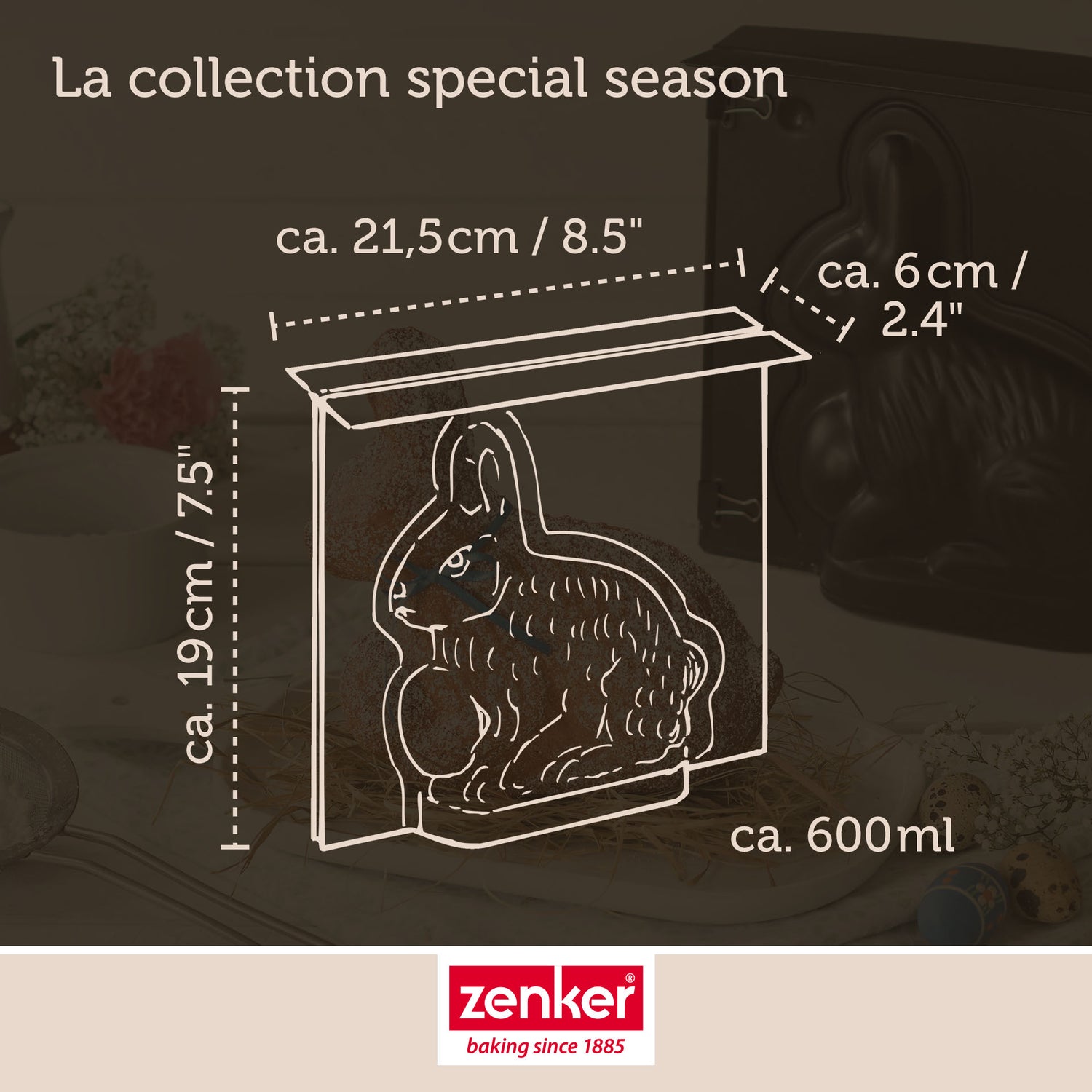 Moule à gâteaux 3D en forme de lapin de Pâques 600 ml Zenker Pâques