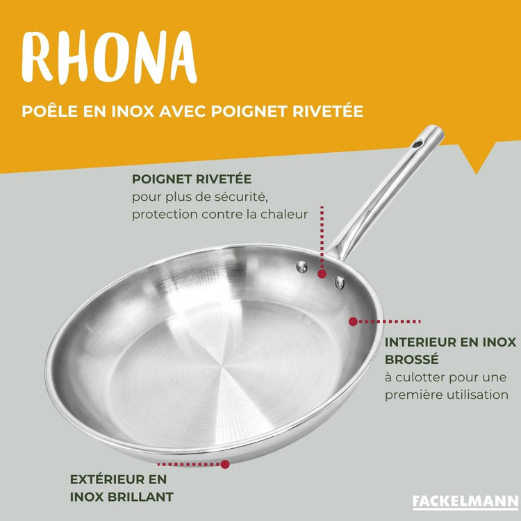 Lot de 3 casseroles 18/20/22 cm et poêle en inox 28 cm Fackelmann Rhona