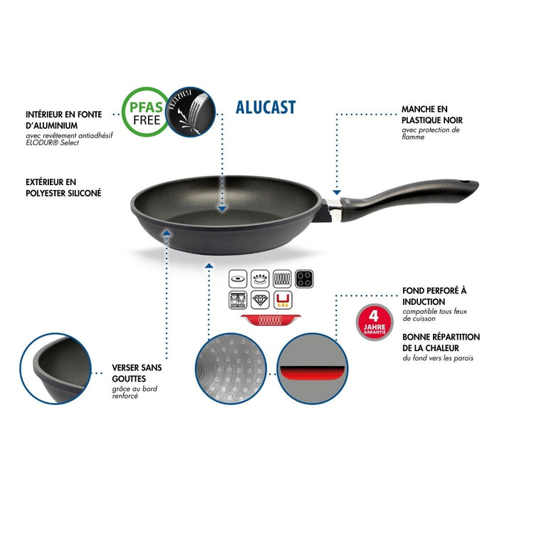 Wok 28 cm en aluminium pressé Elo Alucast