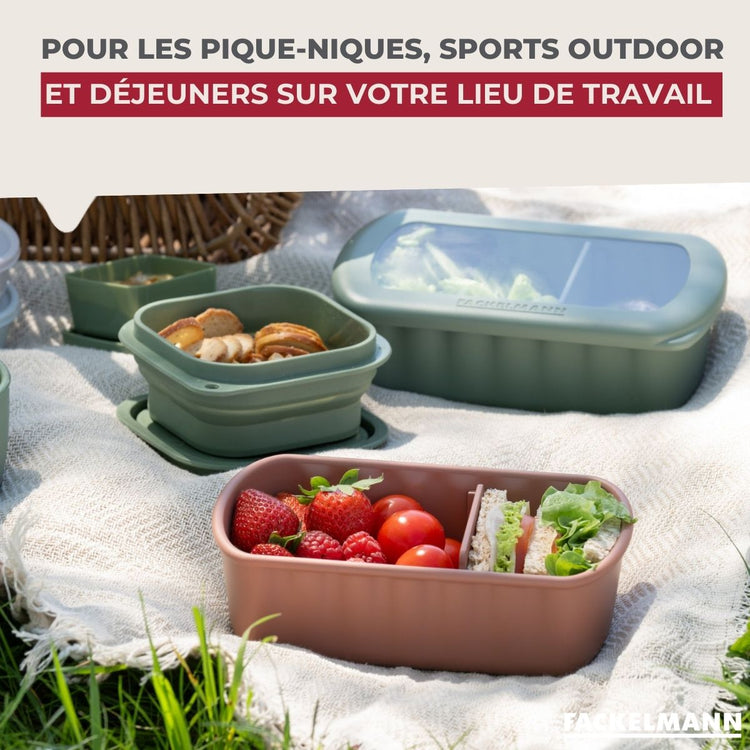 Lot de 4 boîtes à lunch 1 L avec 4 ustensiles de cuisine Fackelmann Storage