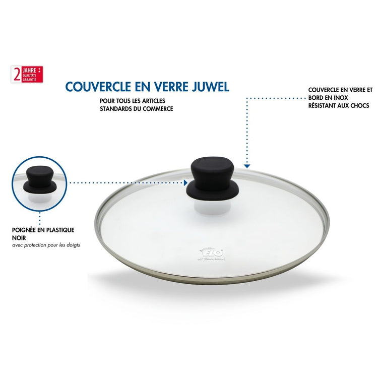 Poêle wok 28 cm avec revêtement céramique sans PFAS et son couvercle Elo