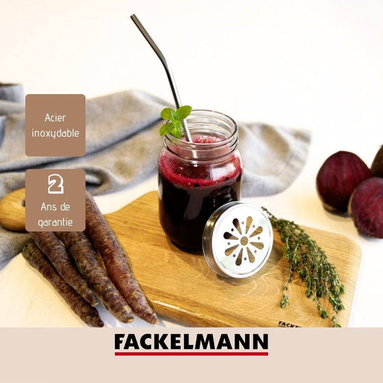 Lot de 8 pailles incurvées en inox avec goupillons 24 cm Fackelmann Bar Concept
