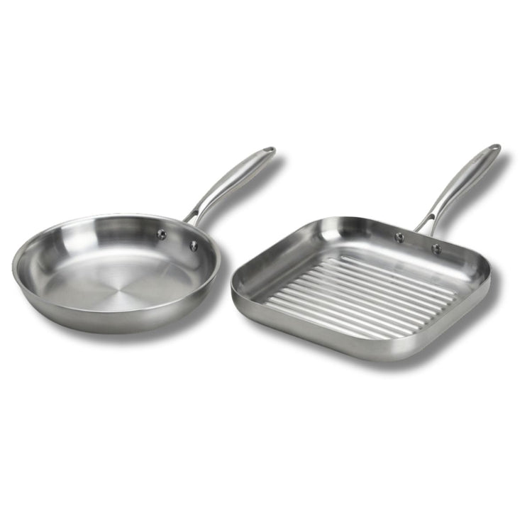 Poêle à Frire 26 cm et Gril 28 cm inox 18/10 Triply Fackelmann Vita3