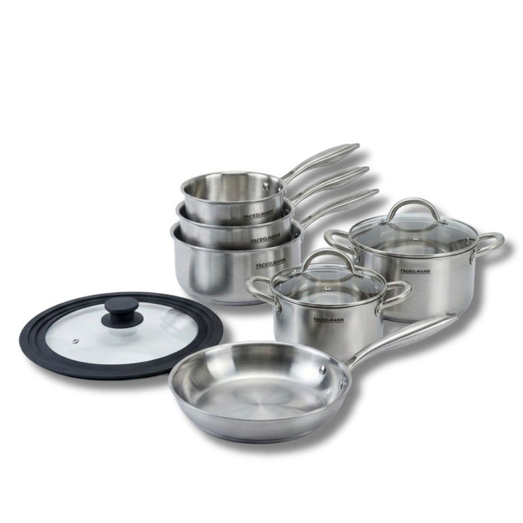 Poêle à Frire 20 cm, Casseroles 14 et 18 cm, Faitouts 20 24 cm inox 18/10 Triply et couvercle Fackelmann Vita3
