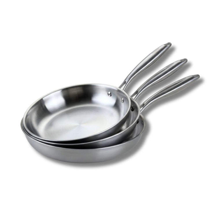 3 poêles 20 24 et 26 cm inox 18/10 Triply Fackelmann Vita3