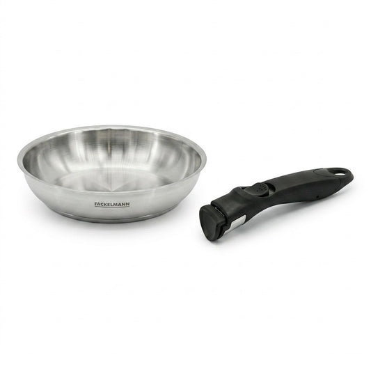 Poêle de cuisson 20 cm en inox et manche amovible Fackelmann InoGrip avec accessoires