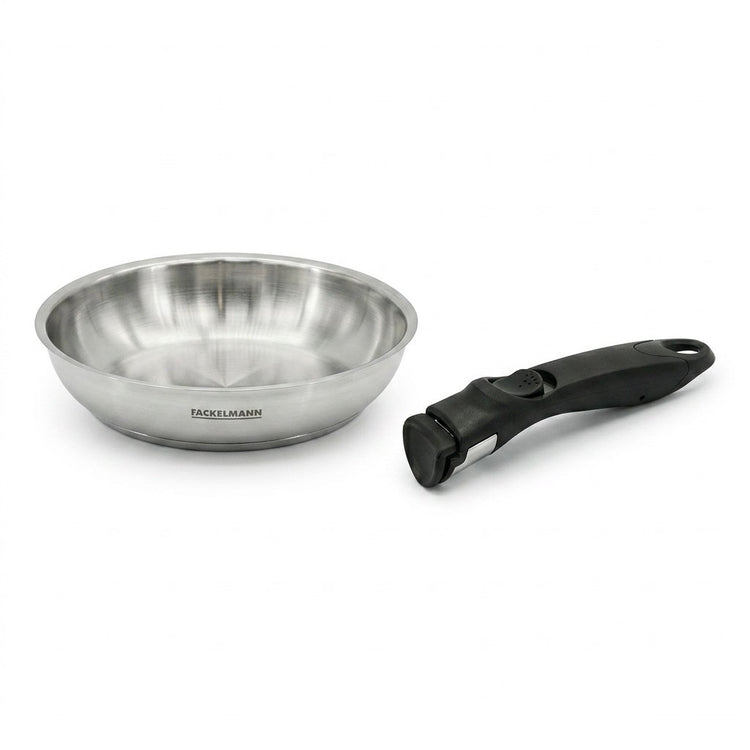 Poêle de cuisson 20 cm en inox et manche amovible Fackelmann InoGrip avec accessoires