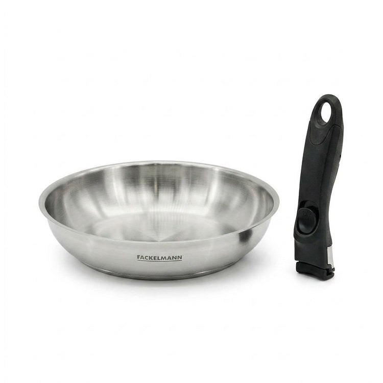 Lot de 1 poêle 24 cm en inox et 1 manche amovible Fackelmann InoGrip
