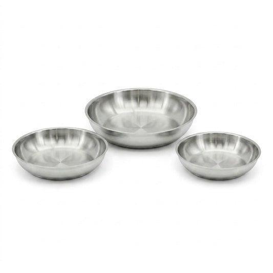 Lot de 3 poêles en inox 20 cm 24 cm 28 cm Fackelmann InoGrip