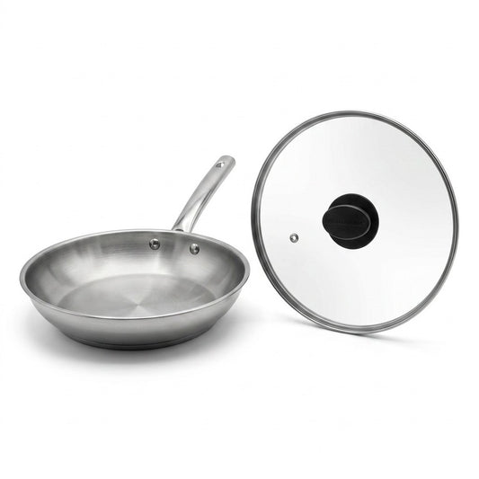 Poêle à frire en inox 20 cm et couvercle en verre 20 cm Fackelmann Rhona