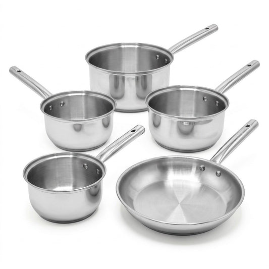 Lot de 4 casseroles 16/18/20/22 cm et poêle 28 cm en inox Fackelmann Rhona