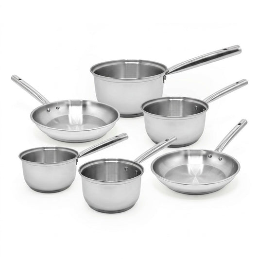 Lot de 4 casseroles 16/18/20/22 cm et 2 poêles en inox 20/24 cm Fackelmann Rhona