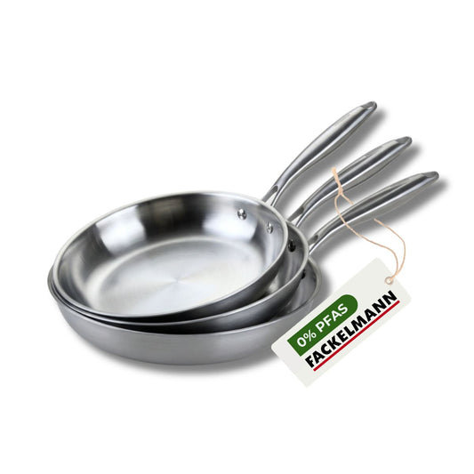 3 poêles 20 24 cm et 28 cm inox 18/10 Triply Fackelmann Vita3
