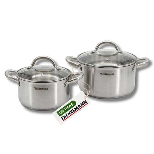 Batterie de cuisine avec 2 faitouts 20/24 cm en inox sans PFAS Fackelmann Vita3