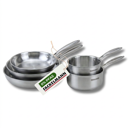 Batterie de cuisine avec 3 poêles 20/24/28 cm et 2 casseroles 14/18 cm sans PFAS Fackelmann Vita3