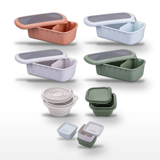 Lot de 4 lunch box 1L avec 2 boîtes à snacks et 3 boîtes à sauce Fackelmann Storage