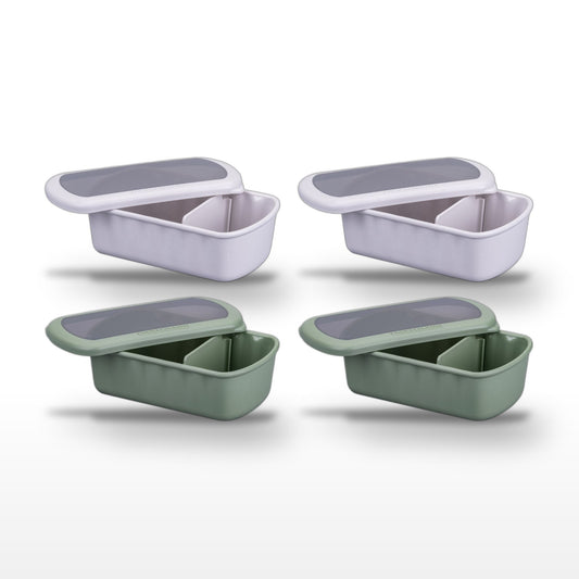 Lot de 4 lunch box compartimentées 1L avec 4 ustensiles de cuisine Fackelmann Storage