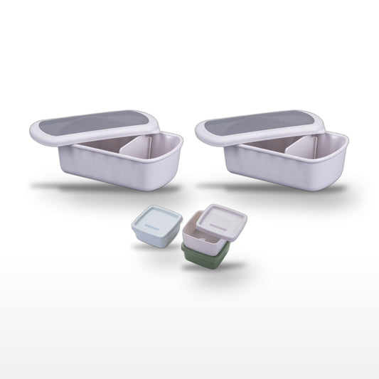 Lot de 2 lunch box 1L avec 3 boîtes à sauce Fackelmann Storage
