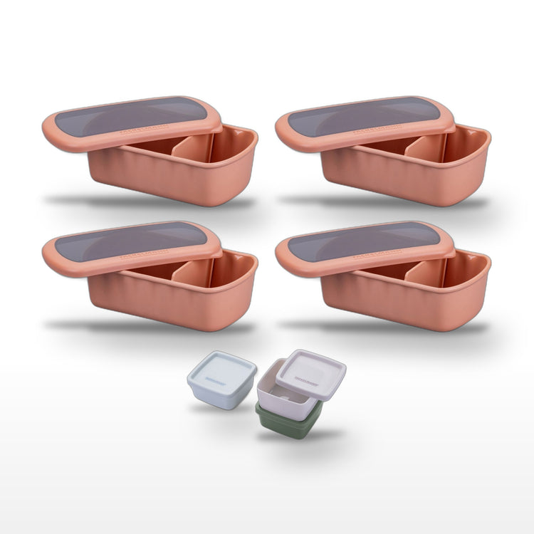 Lot de 4 lunch box 1L avec 3 boites à sauce Fackelmann Storage