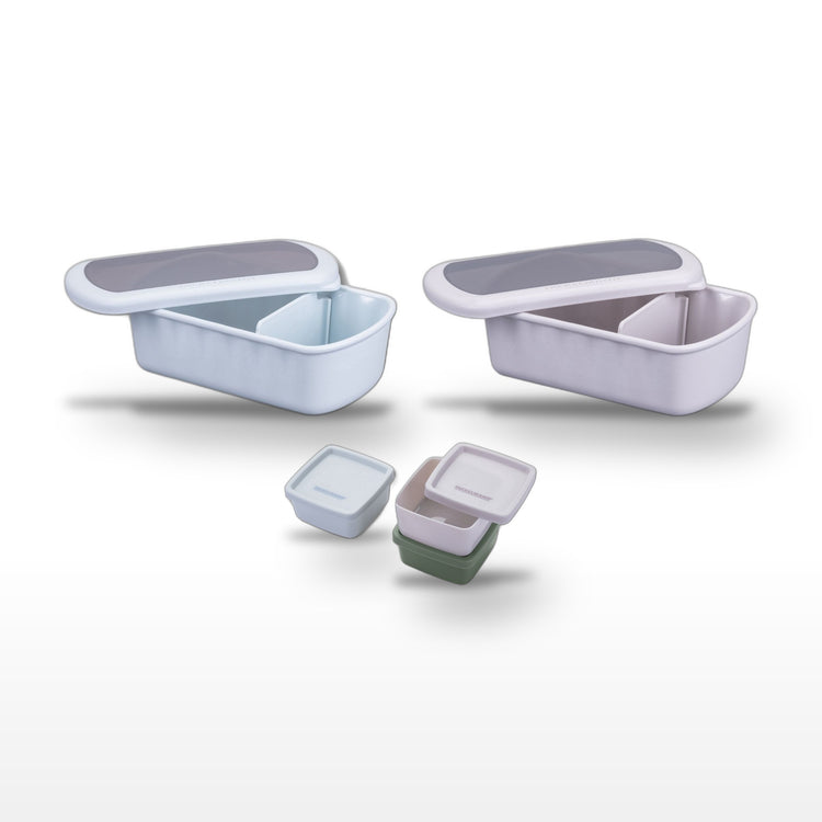 Lot de 2 lunch box 1L avec 3 boîtes à sauce Fackelmann Storage