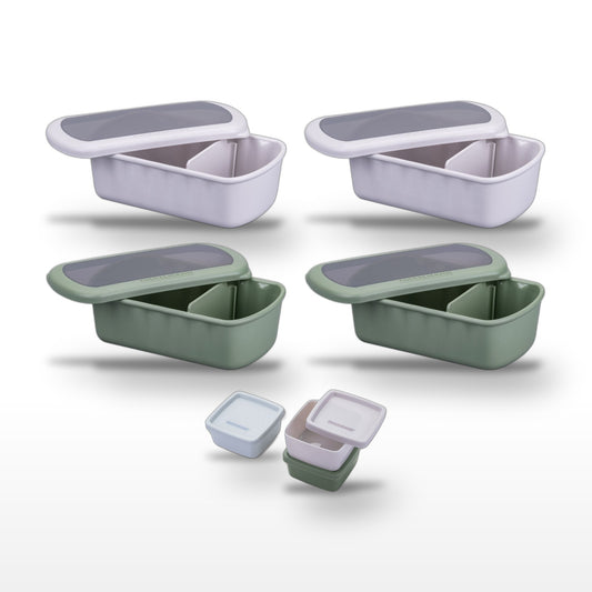 Lot de 4 lunch box 1L avec 3 boites à sauce Fackelmann Storage