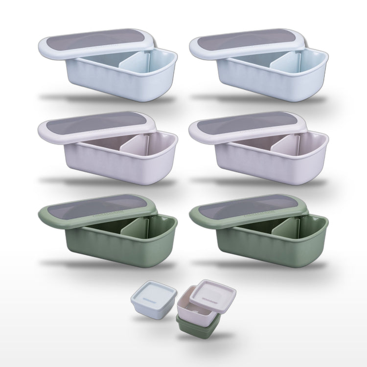 Lot de 6 lunch box 1L avec 3 boites à sauce Fackelmann Storage