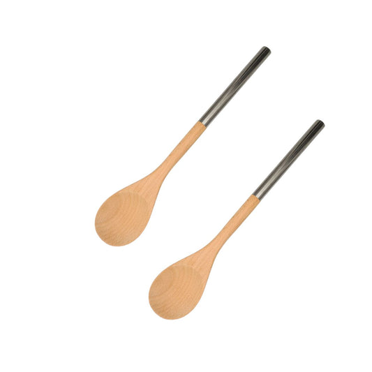 Set de 2 cuillères de cuisine en bois et inox Fackelmann Boisselerie