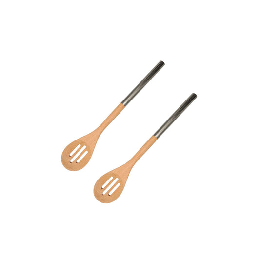 Set de 2 cuillères en bois cuisine avec manche en inox Fackelmann Boisselerie