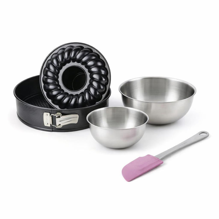 Set de 4 ustensiles de pâtisserie moule à manqué 2 bols et spatule Black mettallic Black mettallic Zenker  Black mettallic