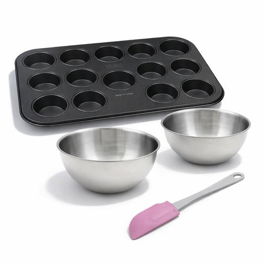 Set de 4 ustensiles de pâtisserie moule à gâteaux bol spatule Black mettallic Black mettallic Zenker  Black mettallic
