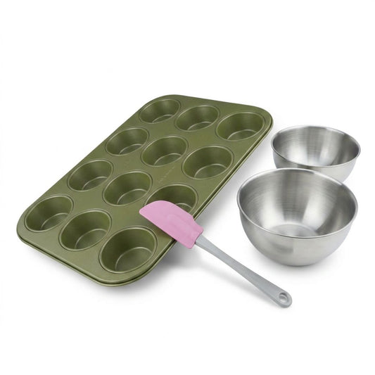 Set de 4 ustensiles de pâtisserie moule à gâteaux 2 bols et spatule Zenker Green Vision