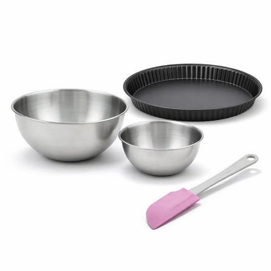 Set pâtisserie avec moule à quiche Lorraine 28 cm, 2 bols à mixer et 1 spatule Zenker