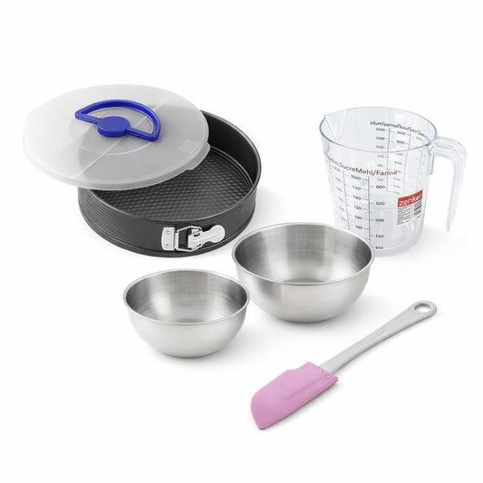 Set pâtisserie avec moule à manqué 26 cm, 2 bols à mixer, verre mesureur et spatule Zenker